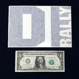 DIrally Rectangle Decal - Big / Black (with Dollar for Scale)