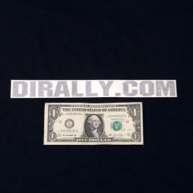 DIrally.com Decal - Black (with Dollar for Scale)