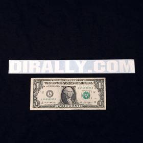 DIrally.com Decal - White (with Dollar for Scale)
