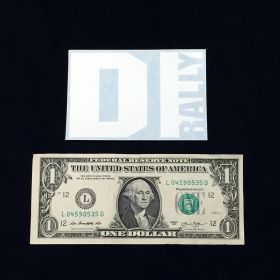 DIrally Rectangle Decal - Small / White (with Dollar for Scale)